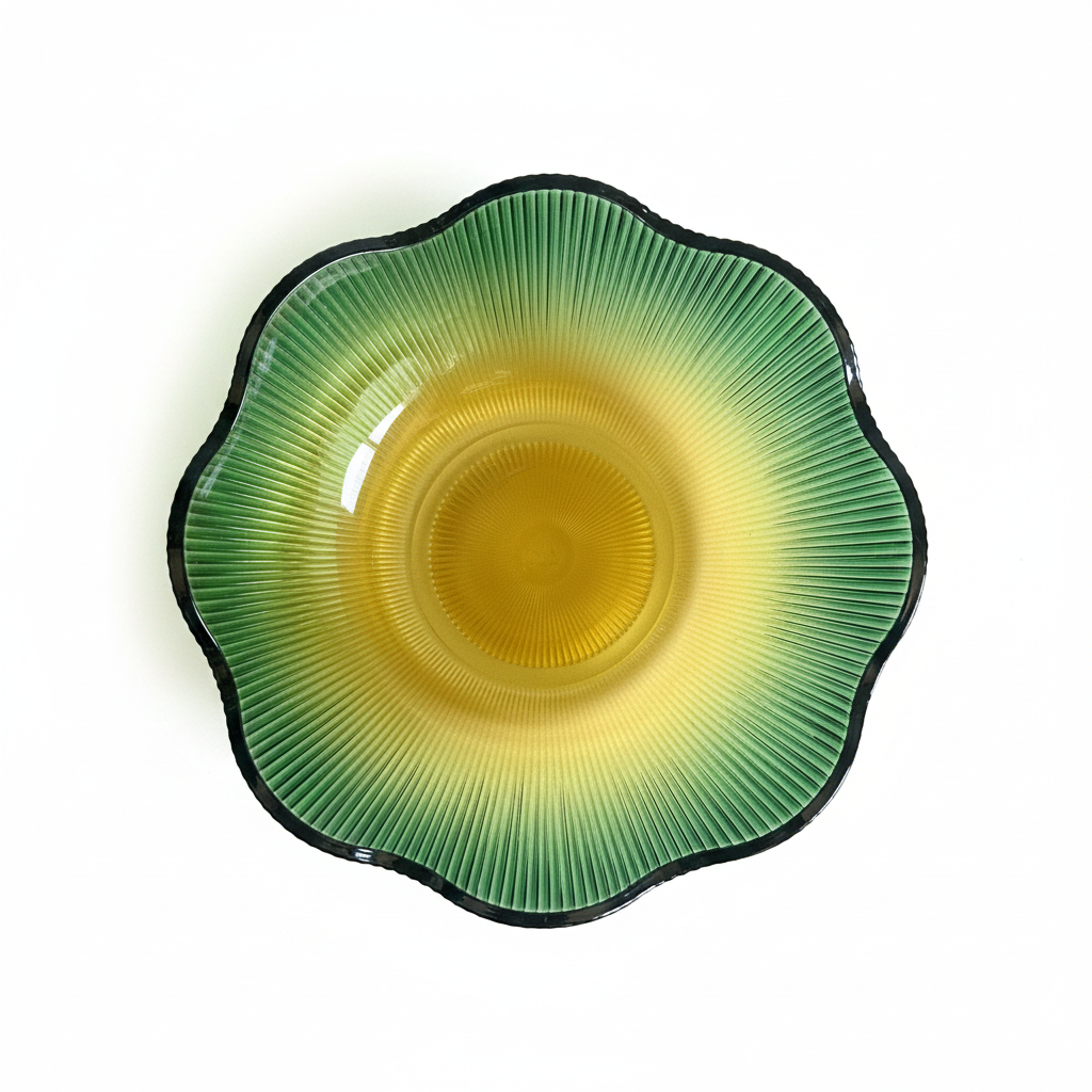 Sunset Glass Bowl Set – Green & Amber Gradient