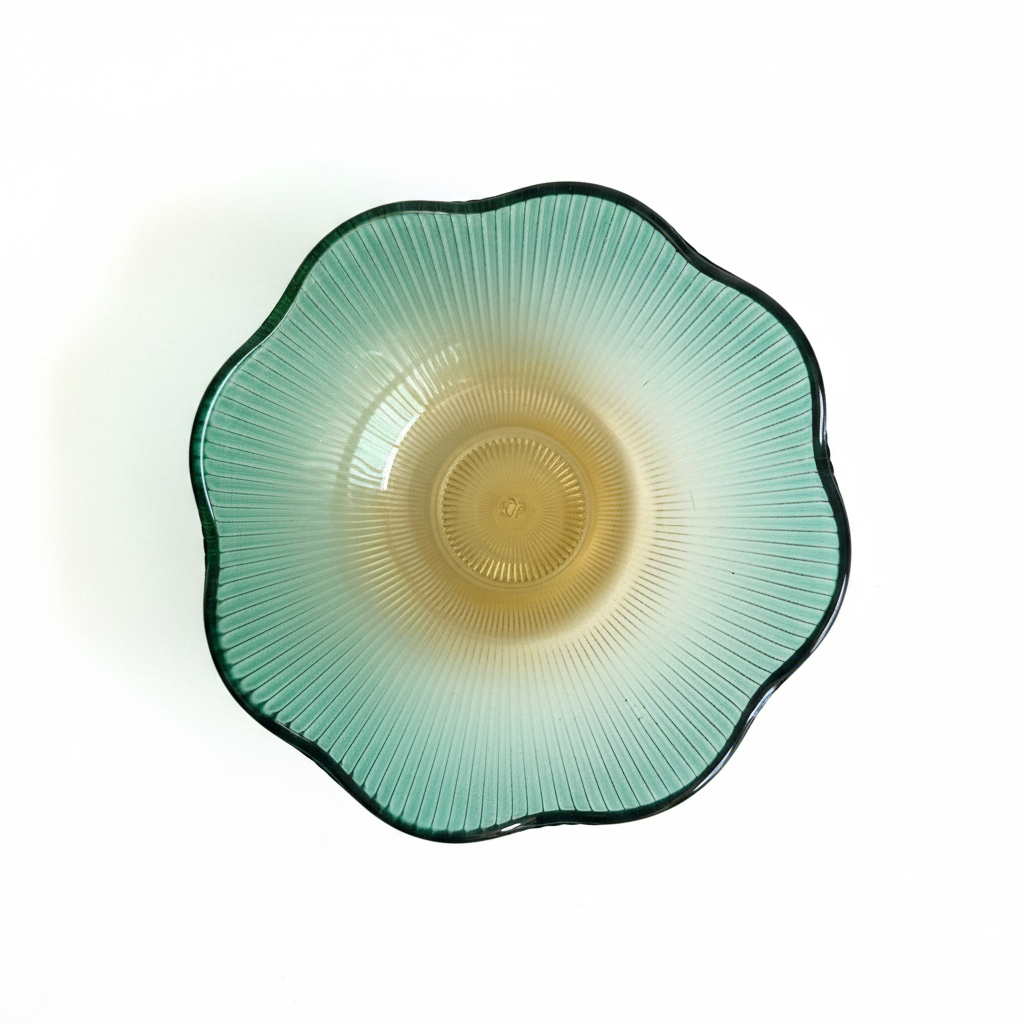 Sunset Glass Bowl Set – Green & Amber Gradient