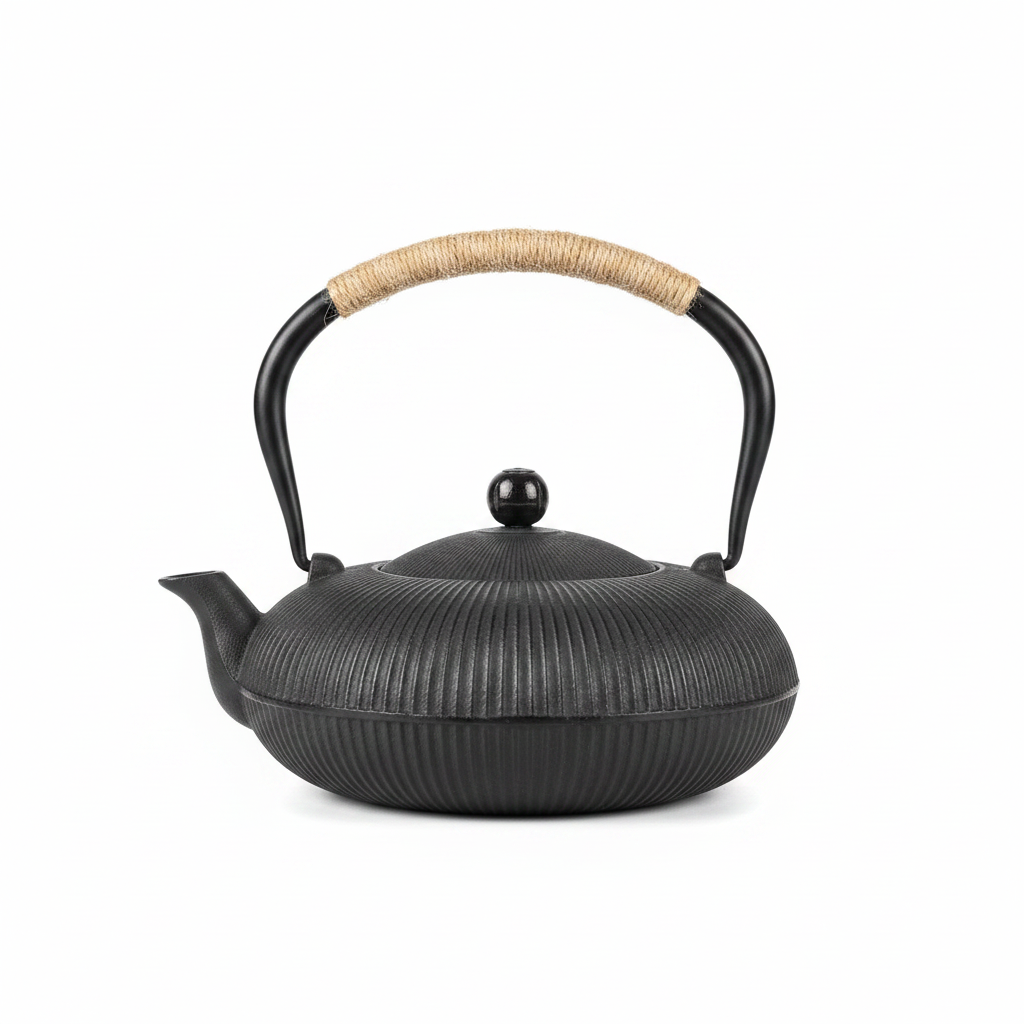 Ribbed Obsidian Cast Iron Teapot