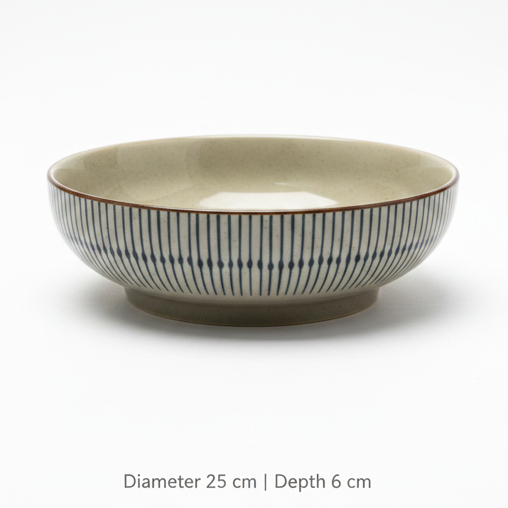 Blue Pinstripe Ceramic Dinnerware Set