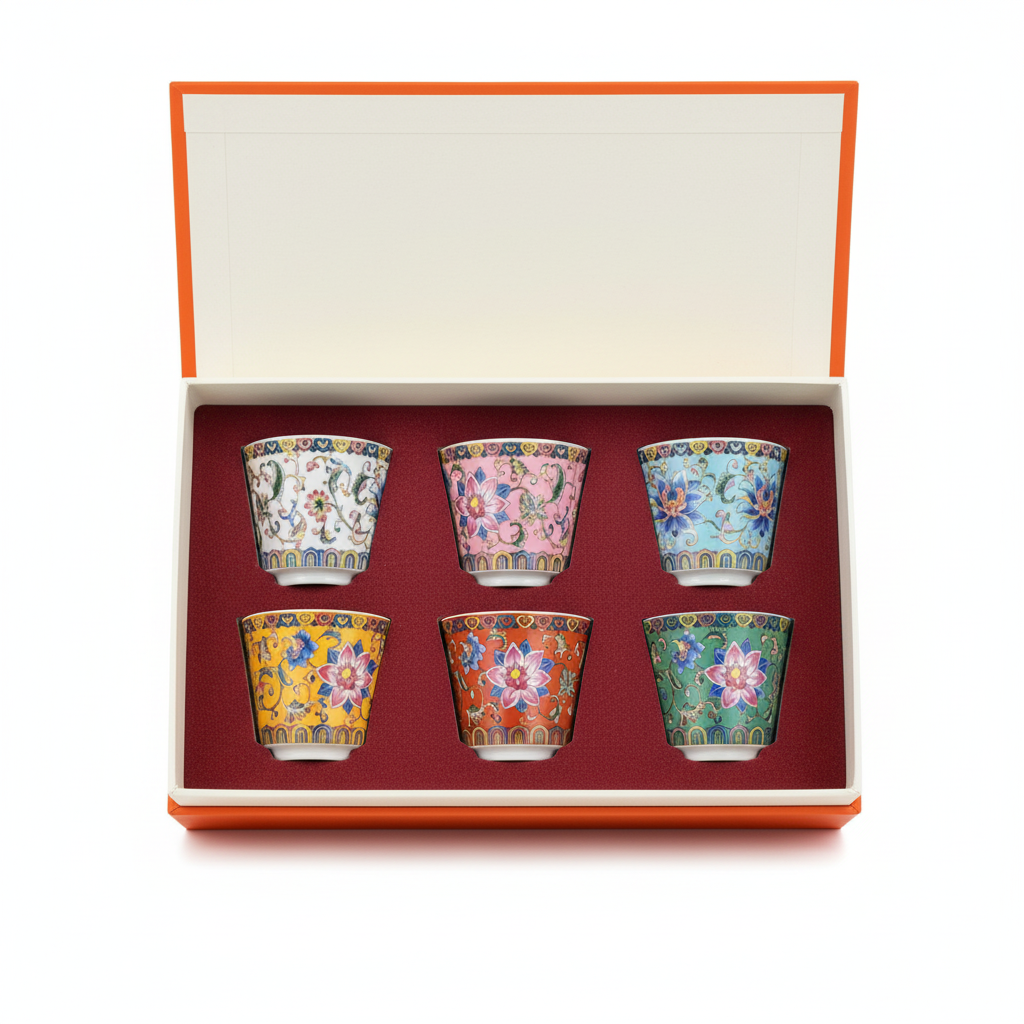Cloisonné Lotus Cup Gift Box