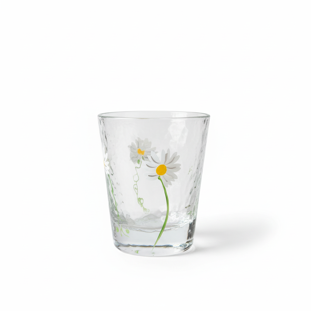 Daisy Glass Tumbler – White Background