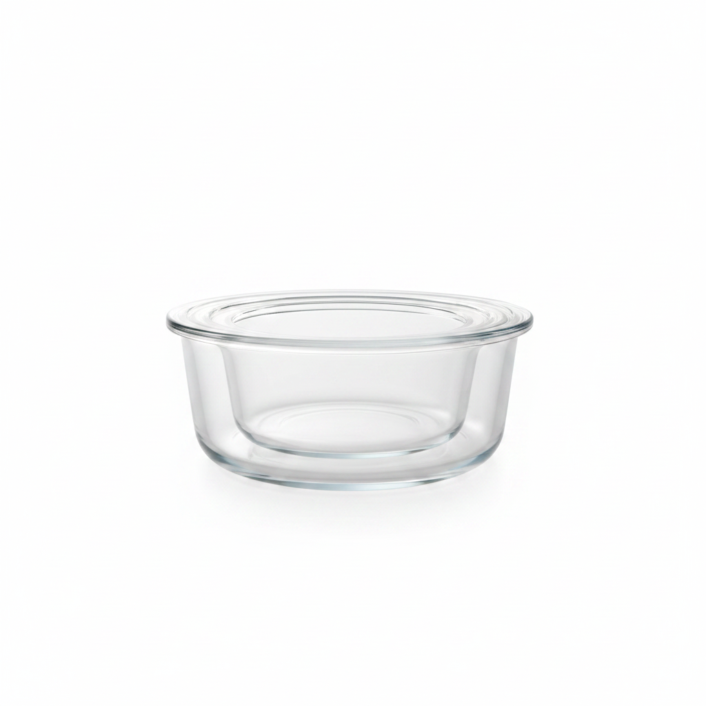 Glass bowl on white background