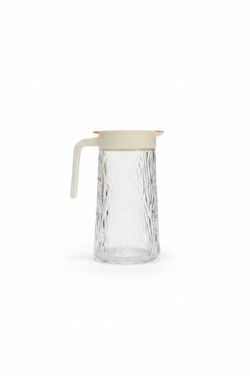 Bark Texture Glass Jug & Cup Set – 1200ml Jug / 190ml Cups