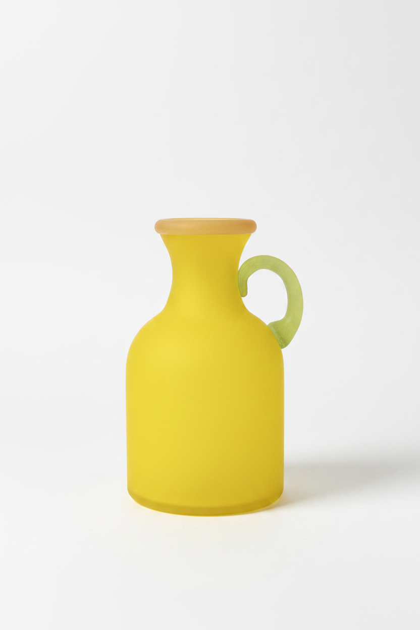 Yellow Matte Glass Bottle Vase