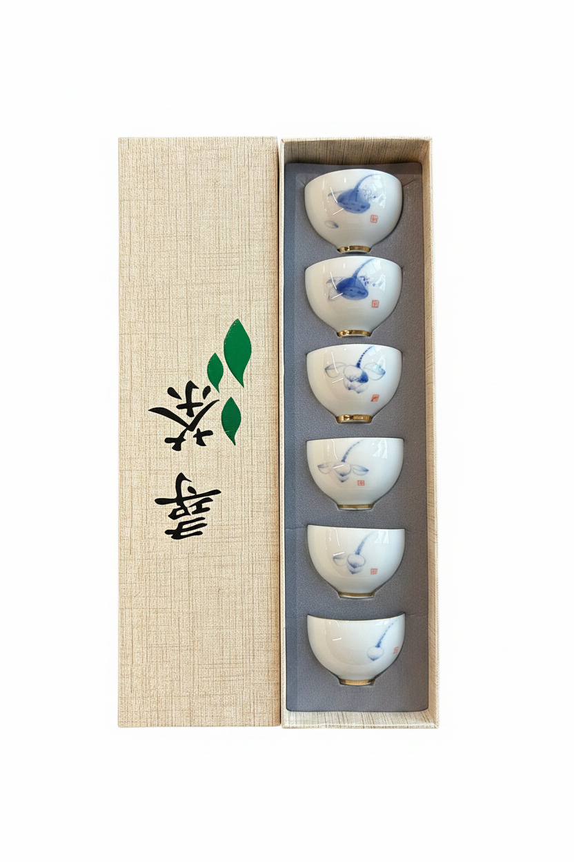Blue Flower Tea Cup Set of 6- 75mL