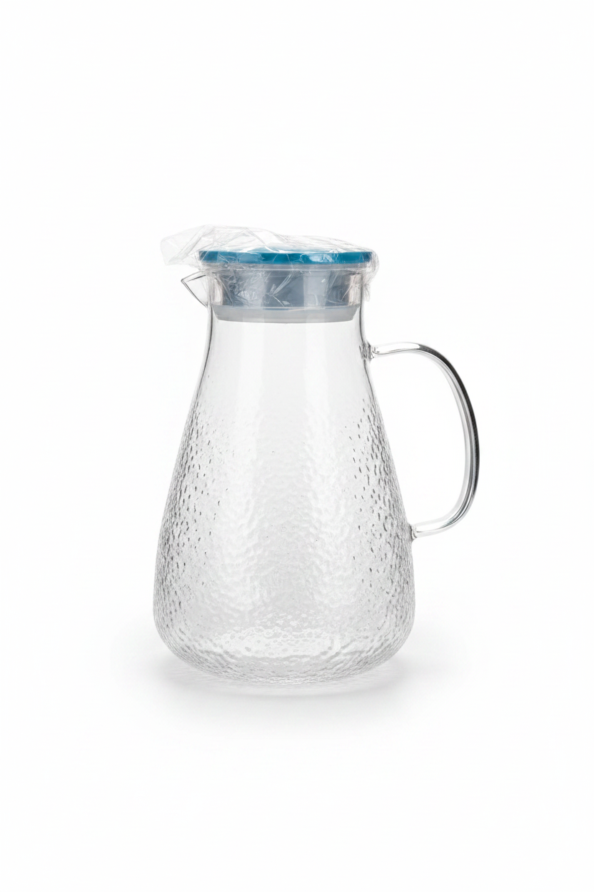 Hammered Glass Jug & Cup Set – 1800ml Jug / 220ml Cups