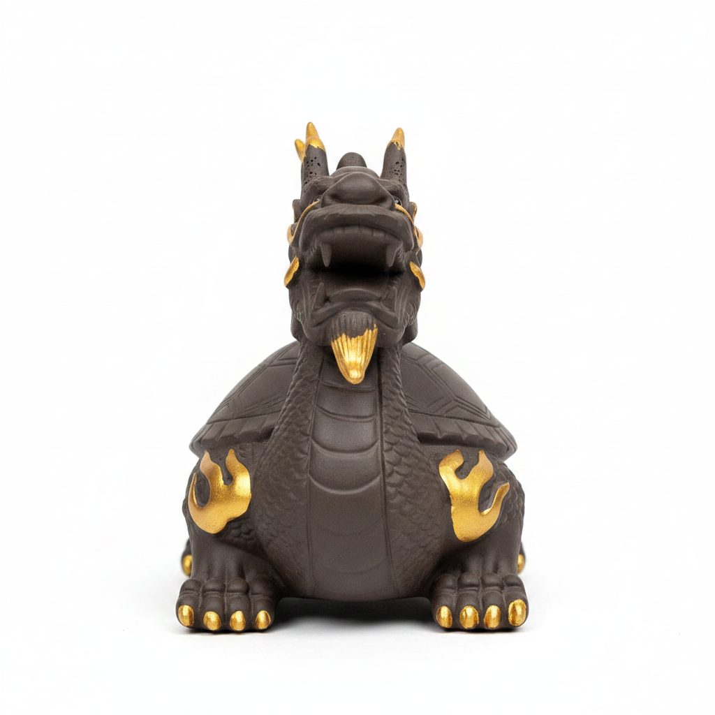 Zisha Clay Tea Pet – Gold Accent Mythical Beast