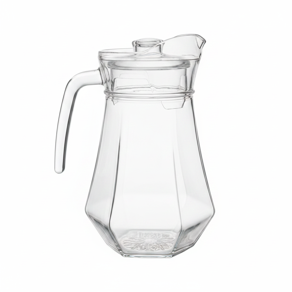 Faceted Glass Jug & Cup Set – 1200ml / 240ml