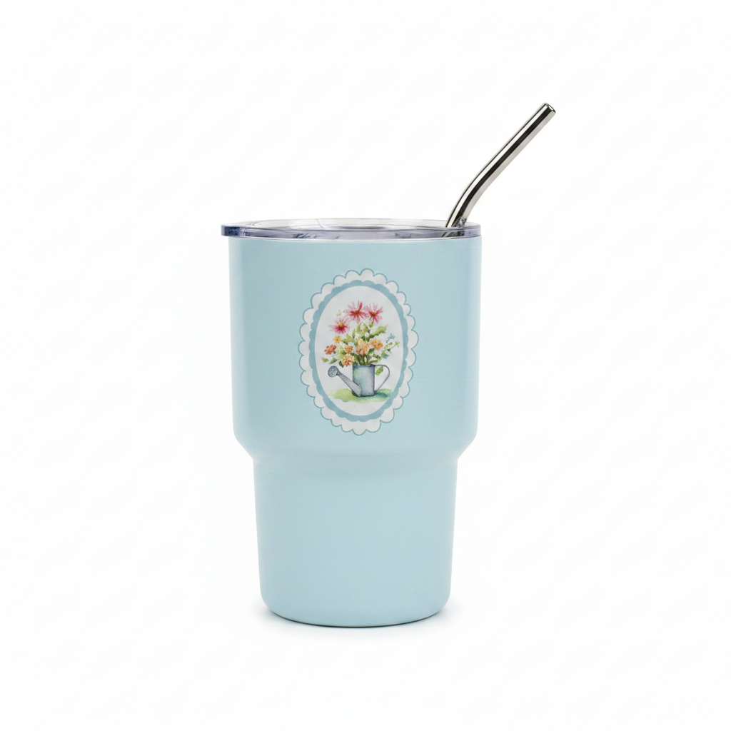 Printed Insulated Tumbler with Straw – 150ml