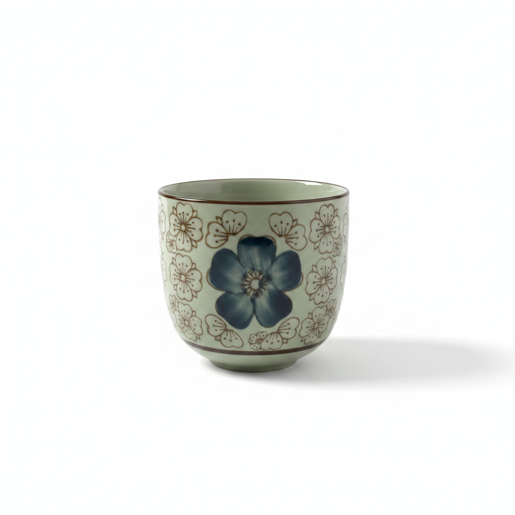 Japanese Floral Ceramic Tea Cups – Set of 3