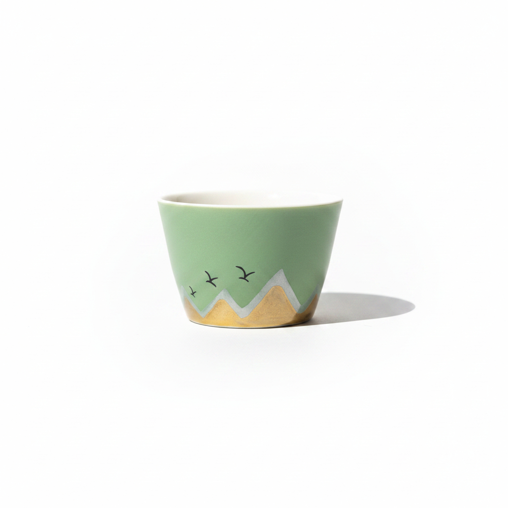 Mountain & Birds Arabic Coffee Cups – Set of 5