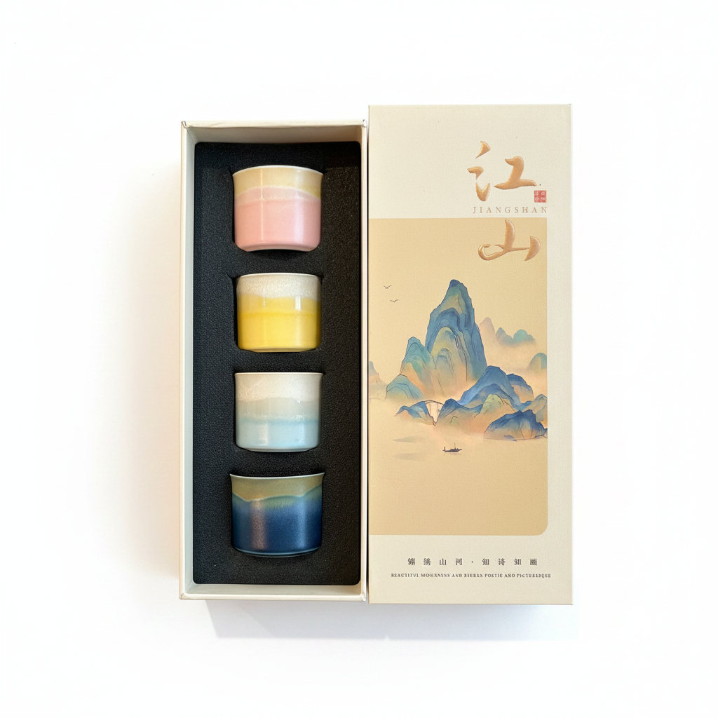 Jiangshan Ceramic Cup Set – Set of 4