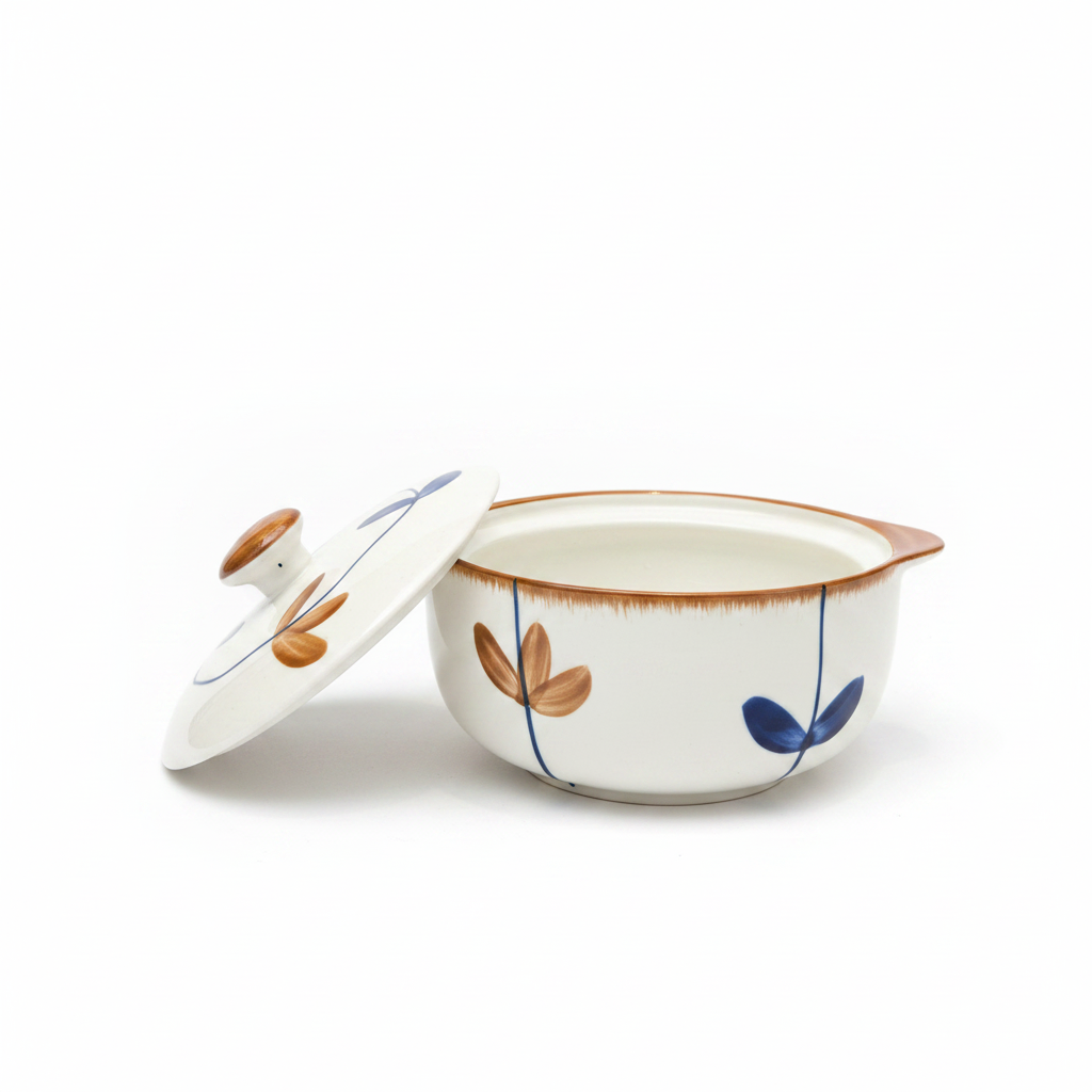 Hand-Painted Ceramic Lidded Bowl 700ml