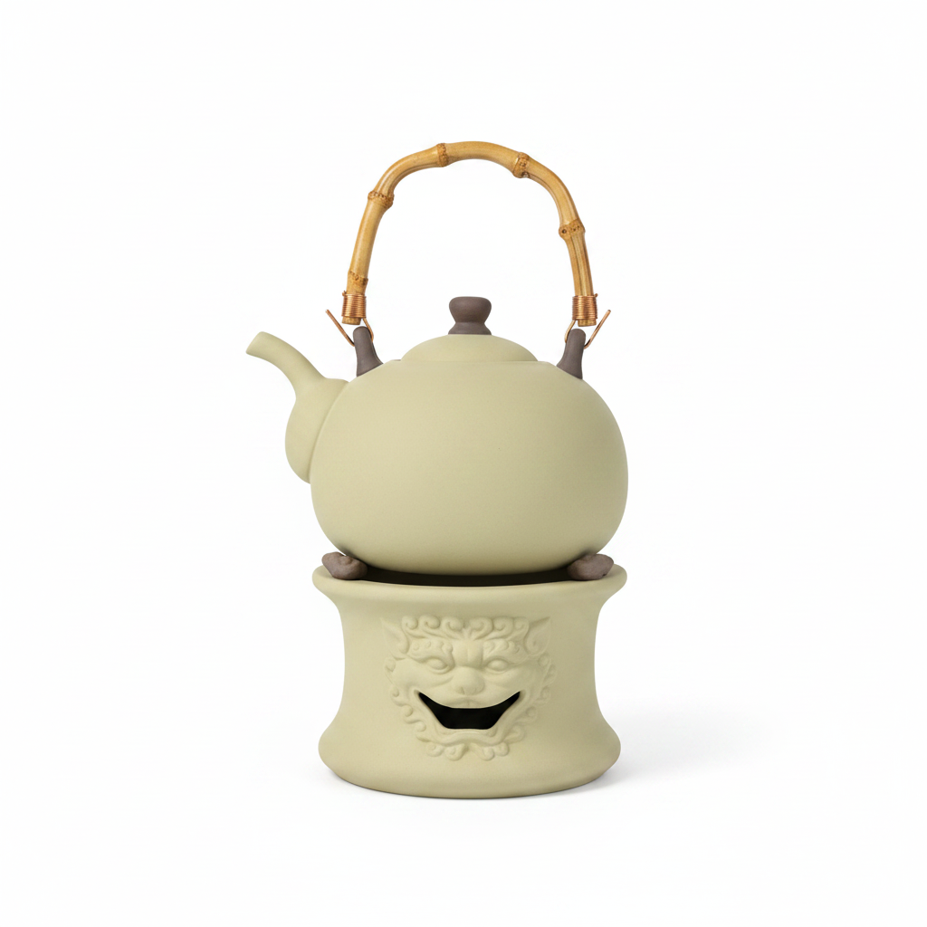 Sage Green Ceramic Teapot Set with Lion Warmer – 700 ml