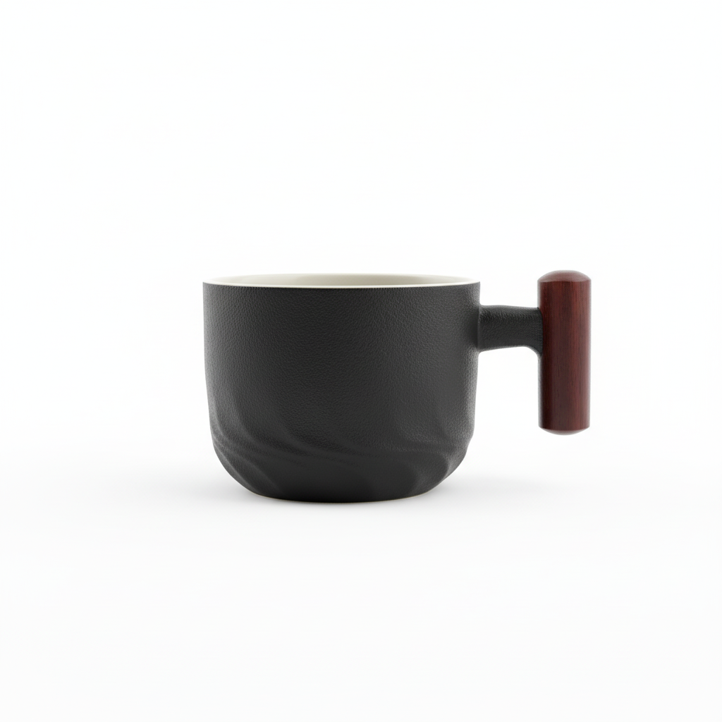 Wooden Handle Ceramic Cup