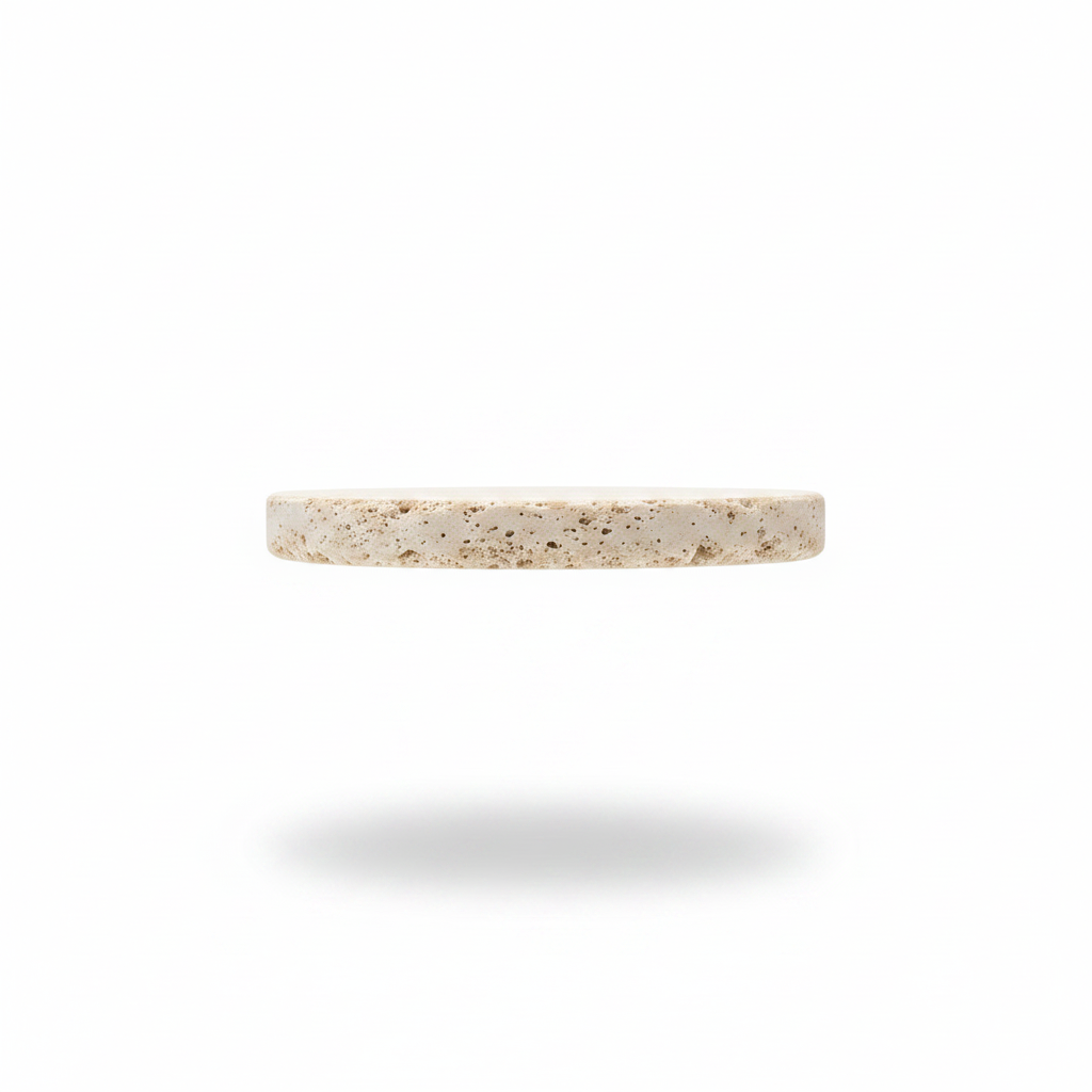 Natural Travertine Stone Coasters – Round Set of 4