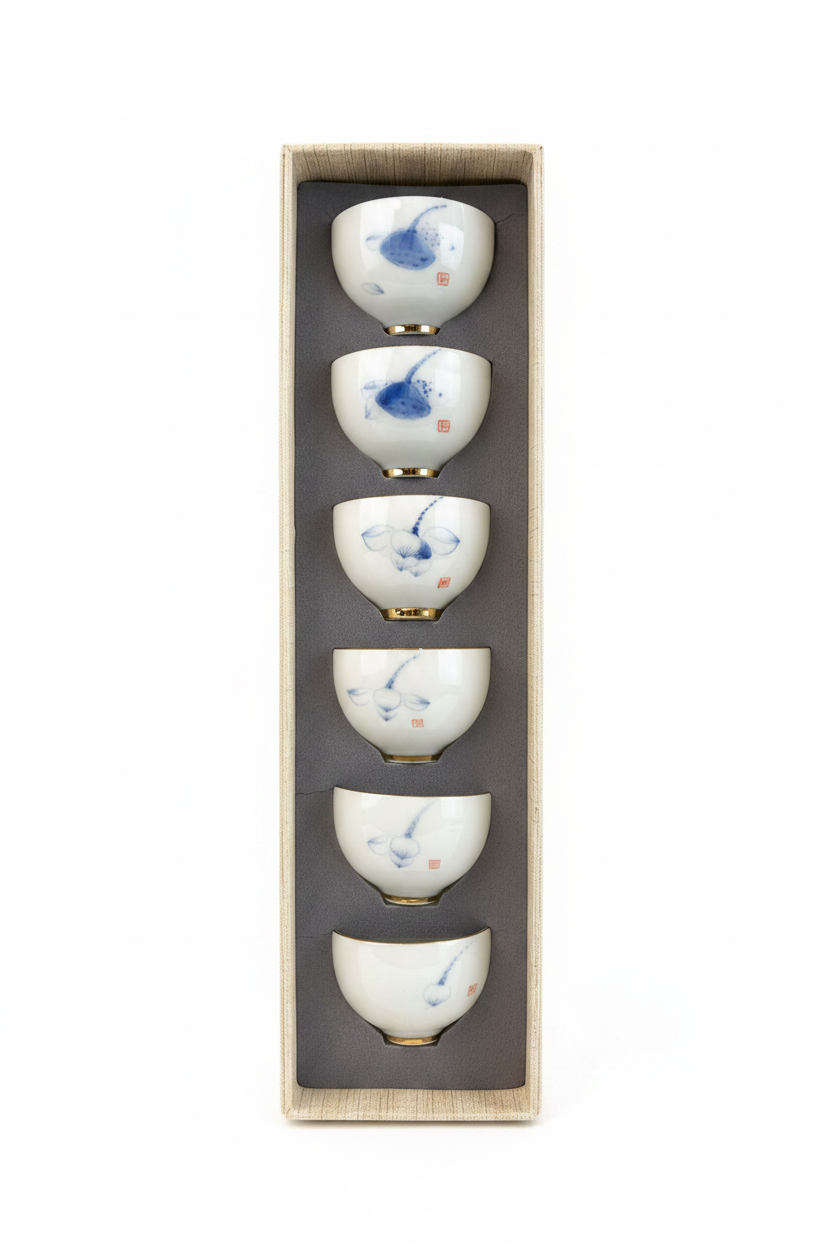 Blue Flower Tea Cup Set of 6- 75mL