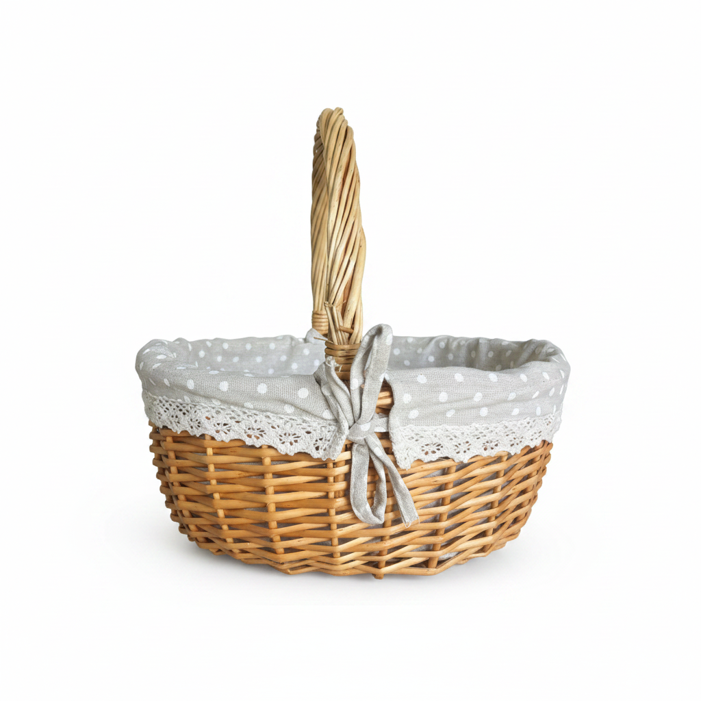 Wicker Picnic Basket with Lace Liner
