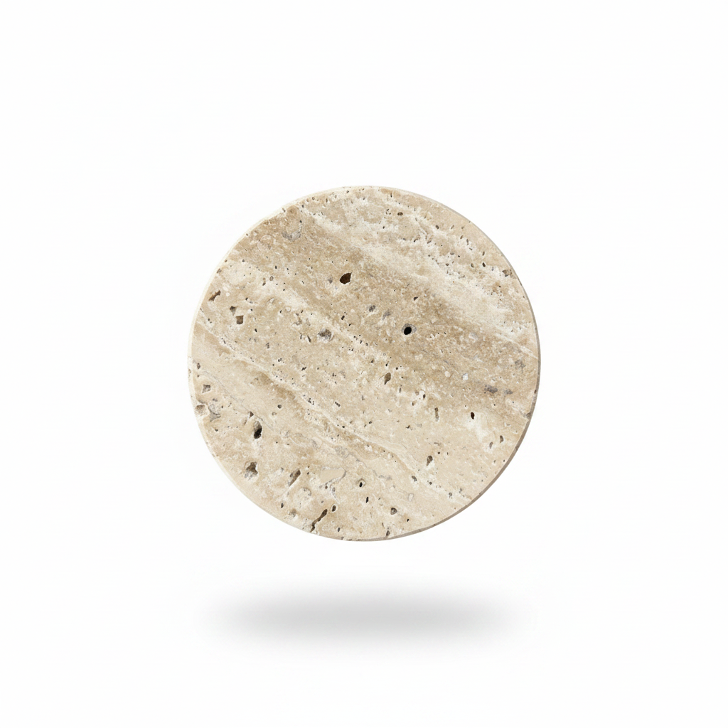 Natural Travertine Stone Coasters – Round Set of 4