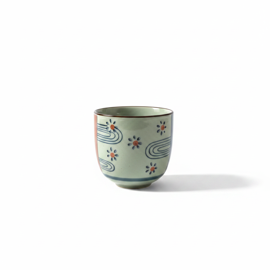 Japanese Floral Ceramic Tea Cups – Set of 3