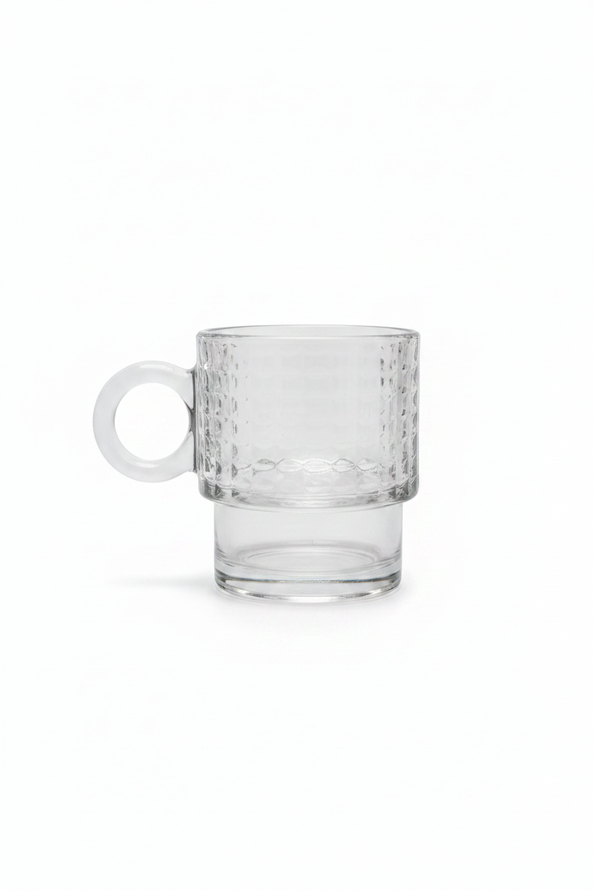 Diamond Texture Glass Jug & Cup Set – 1200ml Jug / 300ml Cups