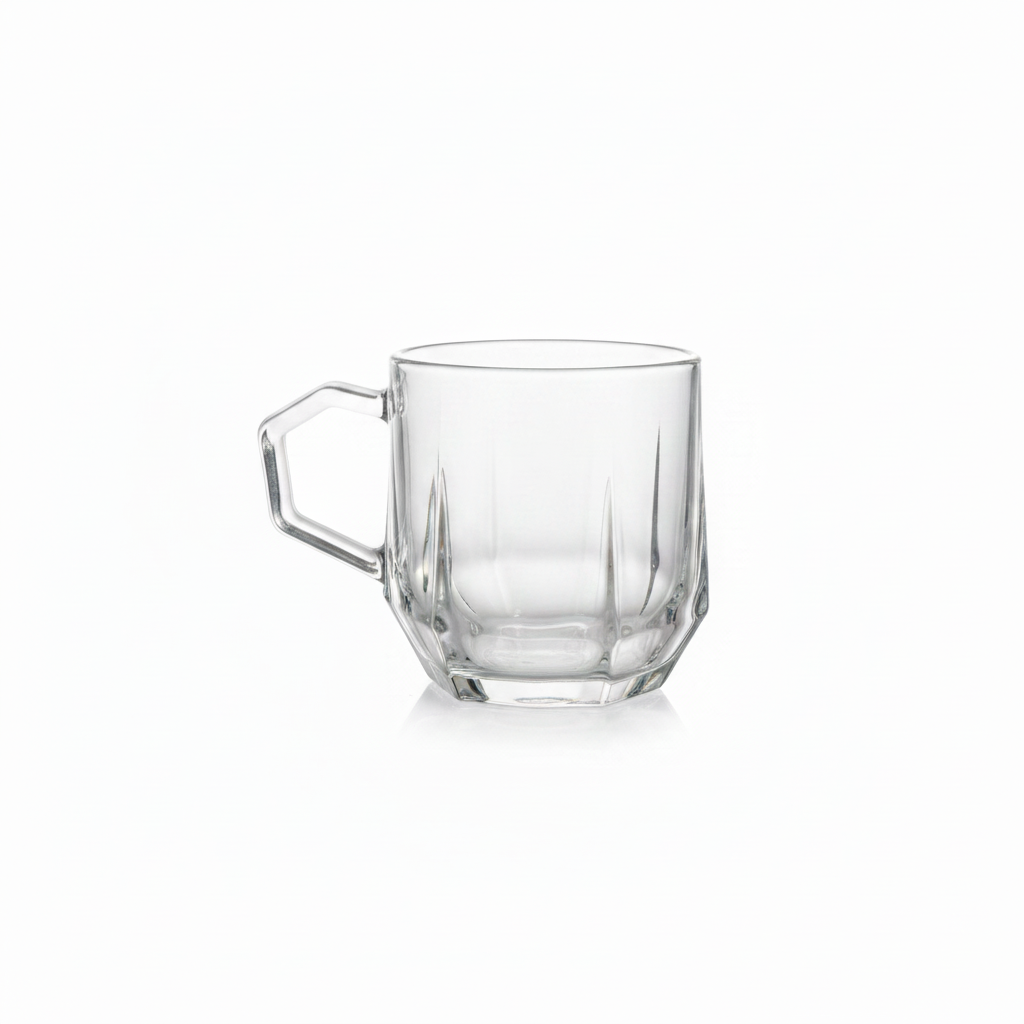 Faceted Glass Jug & Cup Set – 1200ml / 240ml