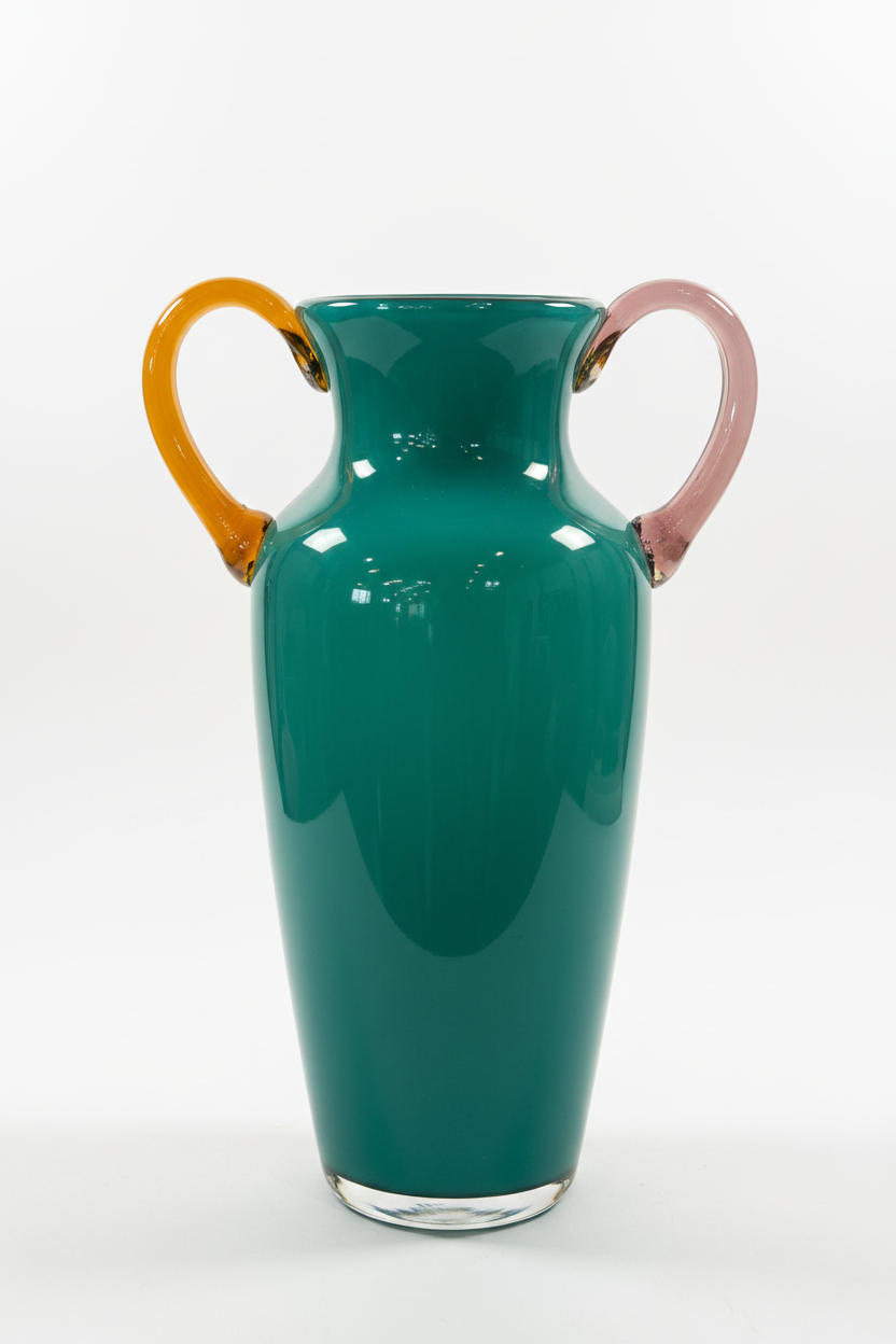 Teal Glass Amphora Vase