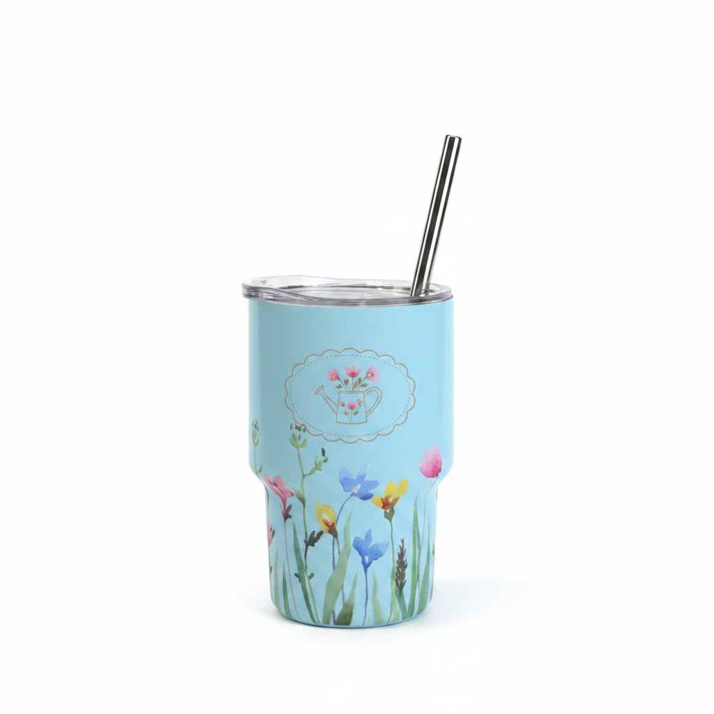 Printed Insulated Tumbler with Straw – 150ml