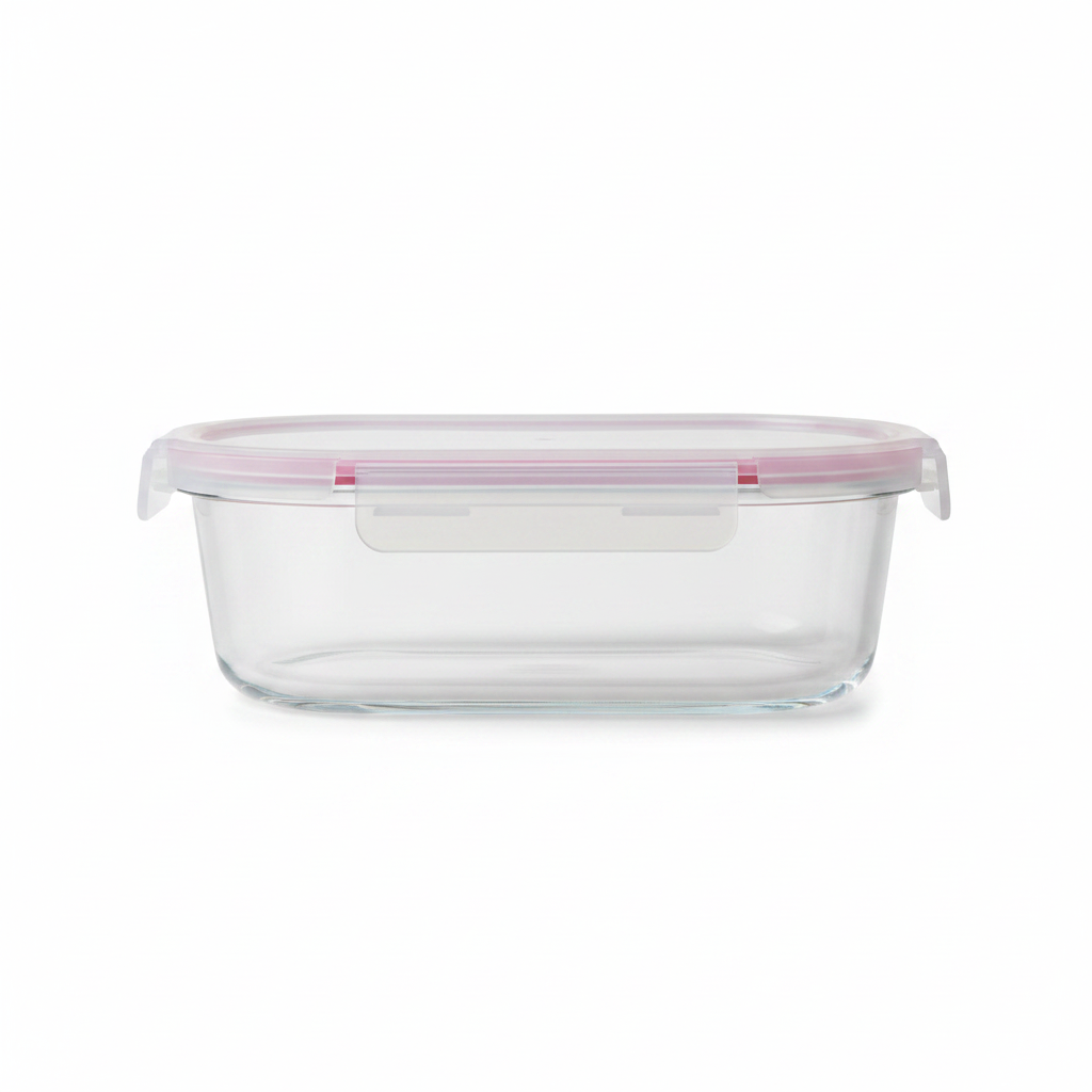 Oval Glass Food Storage Container with Snap-Lock Lid – 850ml