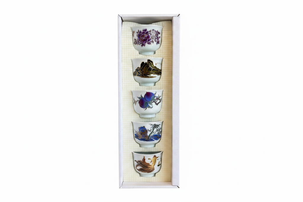 Chinese Porcelain Tea Cup Set – 5 Pieces 100mL