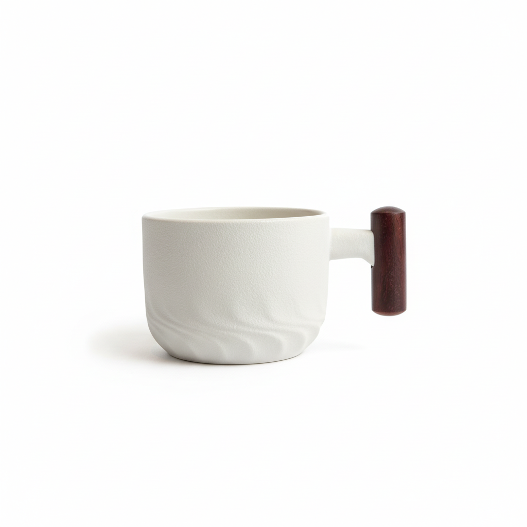 Wooden Handle Ceramic Cup