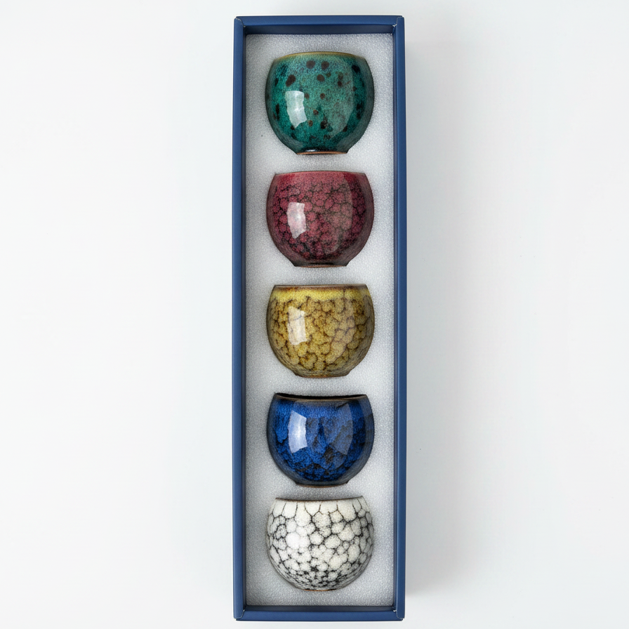 Handcrafted Ceramic Tea Cup Set – 5 Colors 180 ml