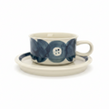 Blue Geometric Ceramic Cup & Saucer Set