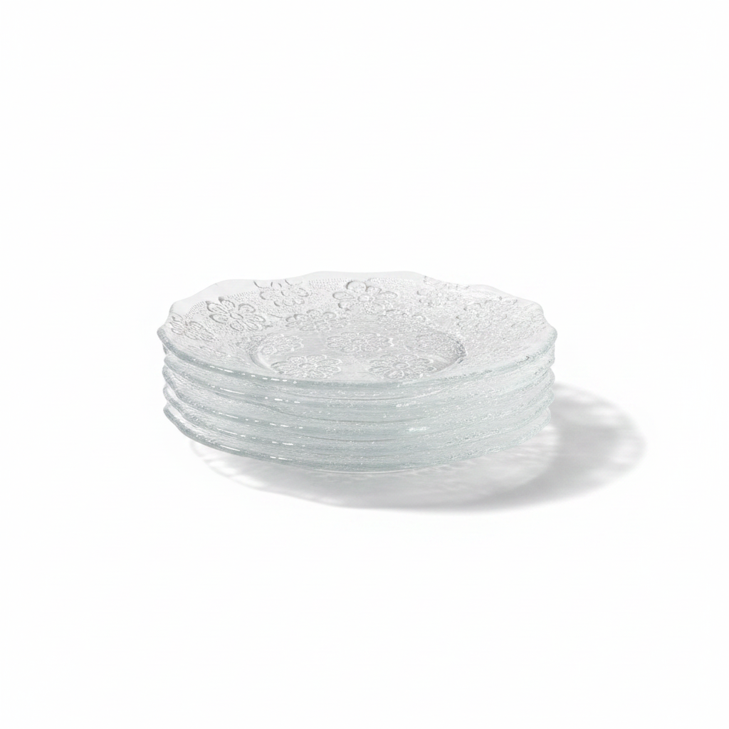 Glass Floral Plates – Set of