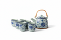 Blue & White Ceramic Tea Set — Teapot 700ml + 6 Cups 150ml Each
