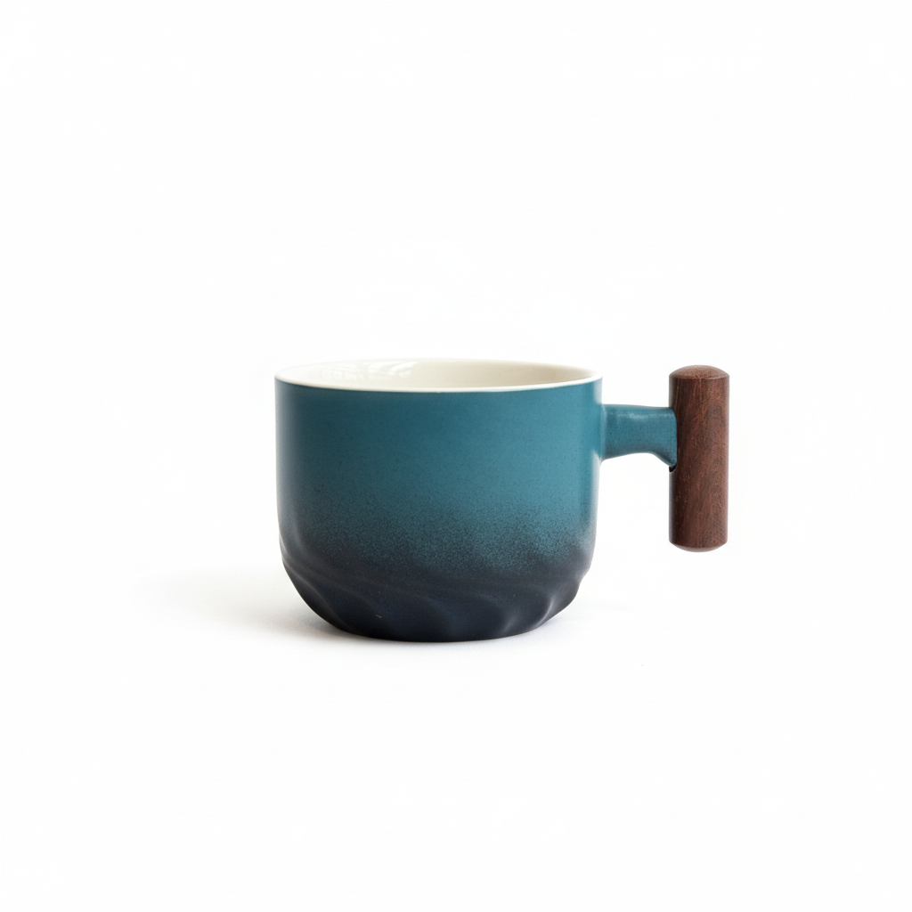 Wooden Handle Ceramic Cup