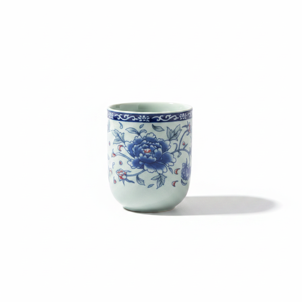 Blue & White Ceramic Tea Set — Teapot 700ml + 6 Cups 150ml Each