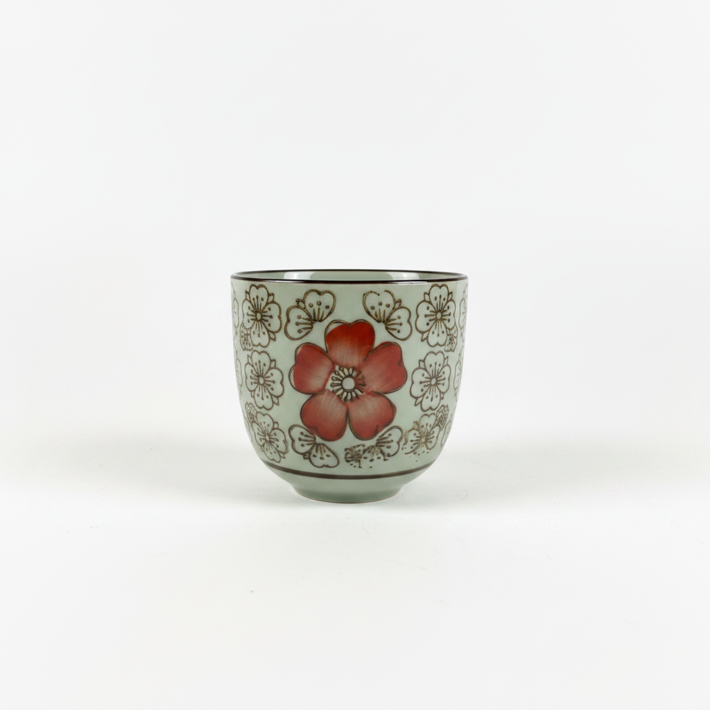 Japanese Floral Ceramic Tea Cups – Set of 3