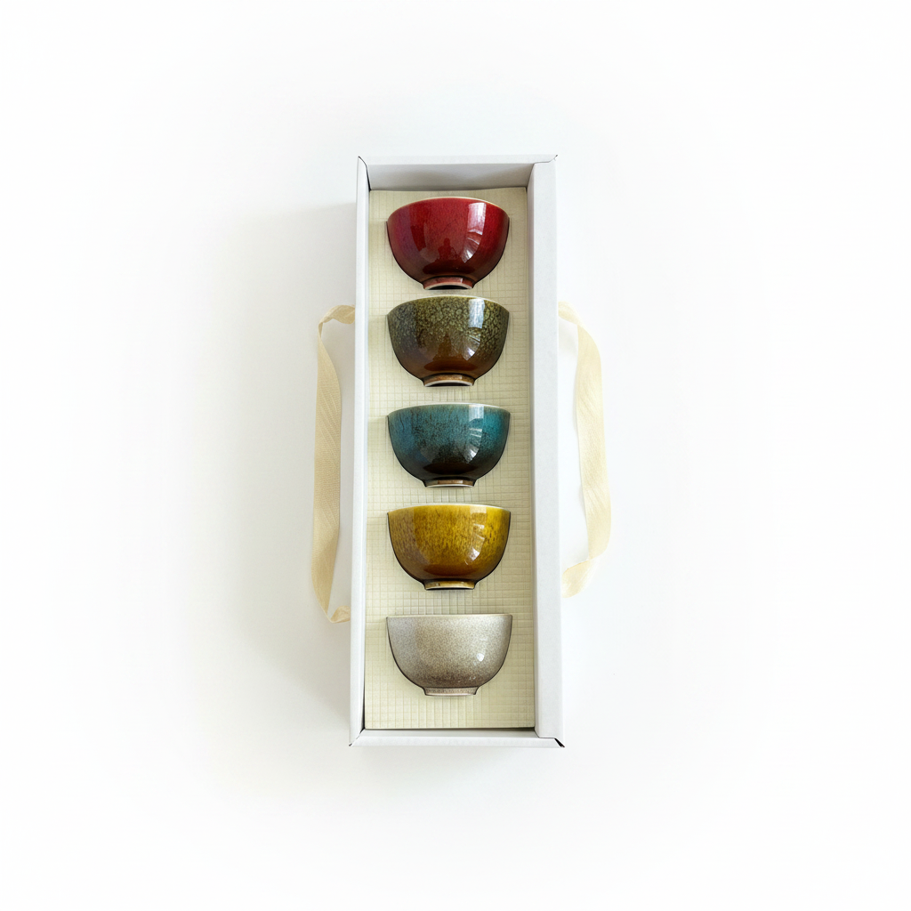 Glazed Ceramic Tea Cups – Set of 5