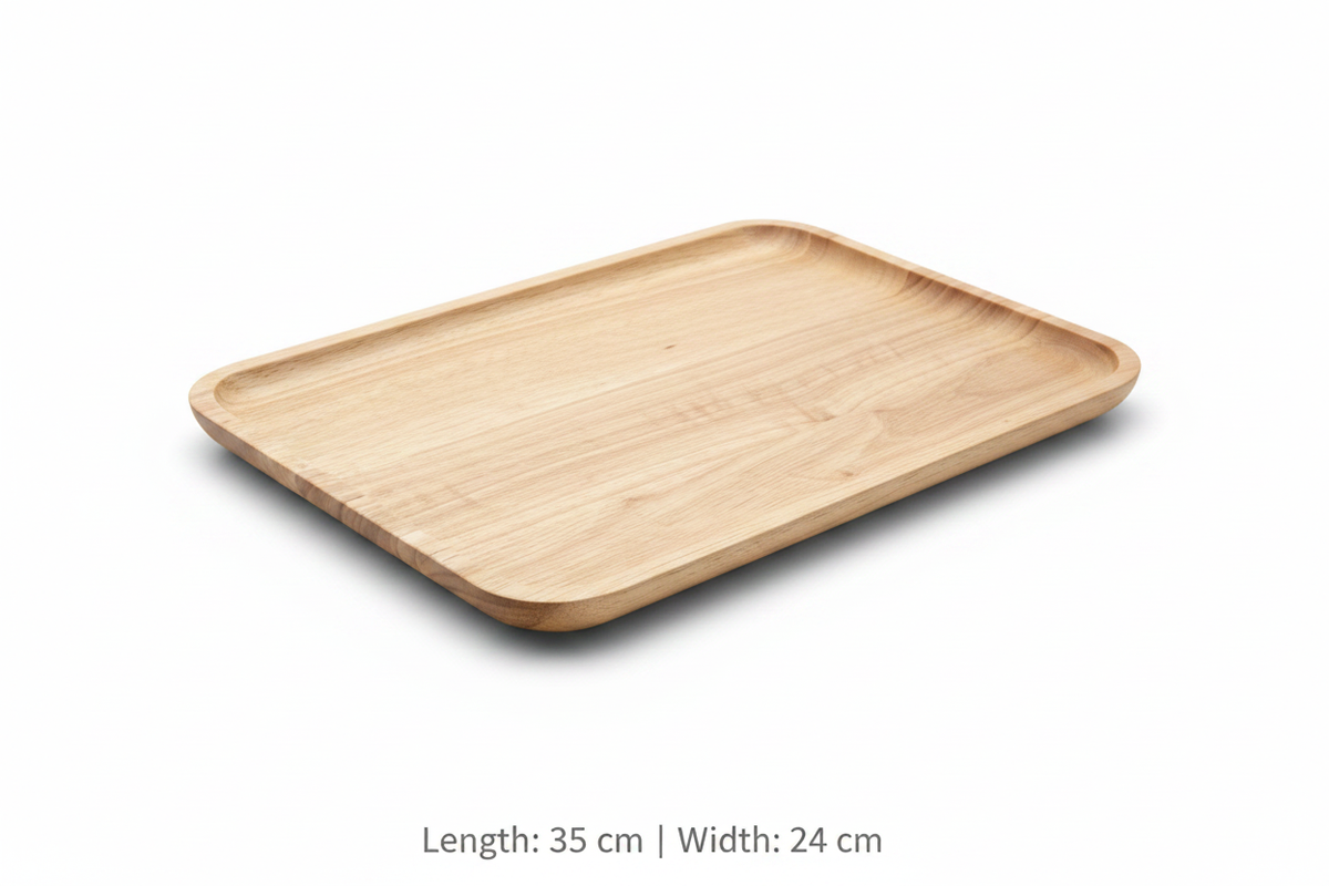 Handcrafted Natural Wood rubber wood Serving Tray