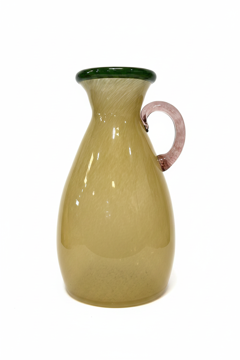 Olive Glass Pitcher Vase