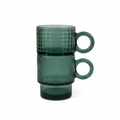 Dark Green Glass Stackable Mugs – Set of 2