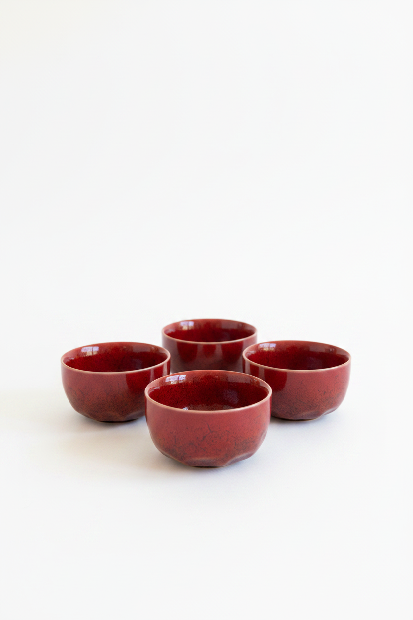 Red Ceramic Cups - White Background