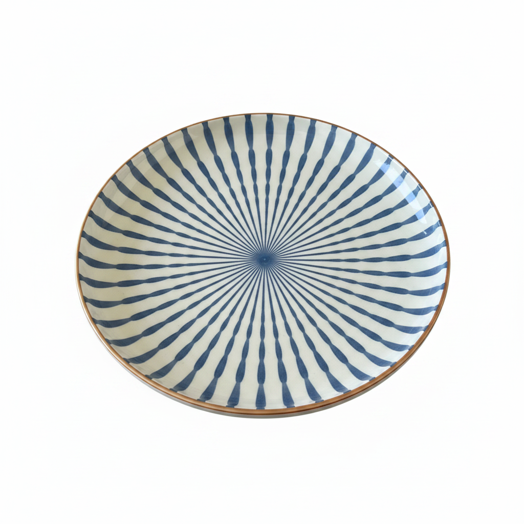 Striped Ceramic Plate – White Background